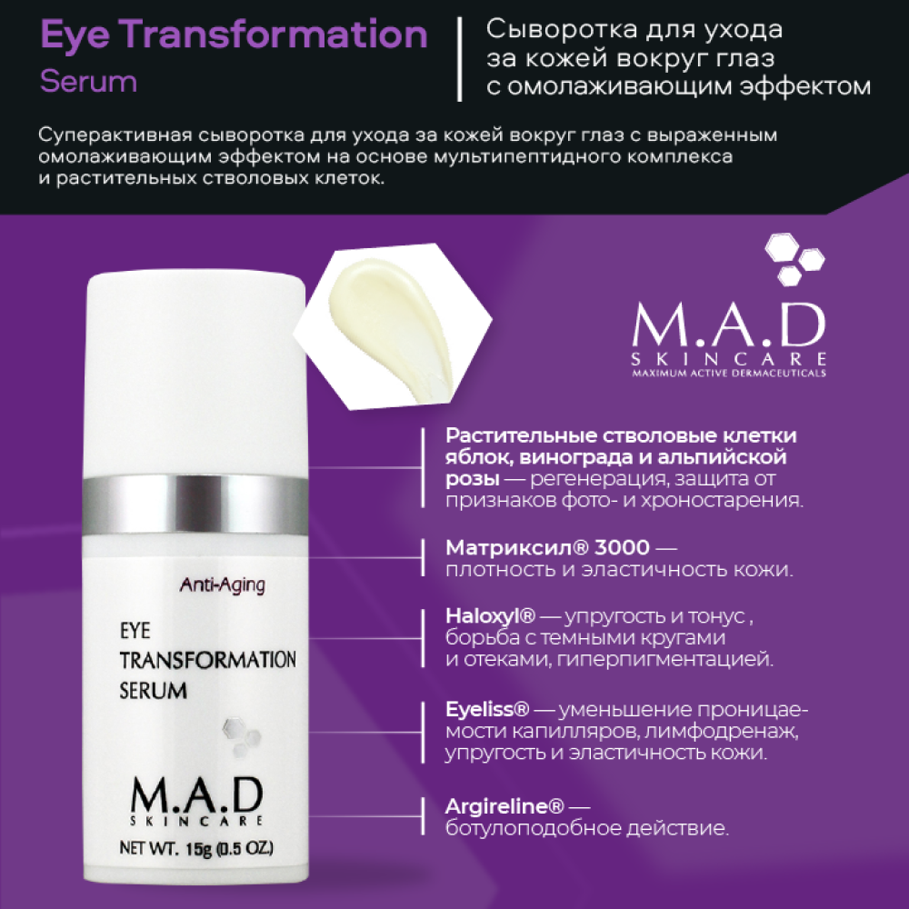 Сыворотка для глаз с омолаживающим эффектом M.A.D Eye Transformation Serum