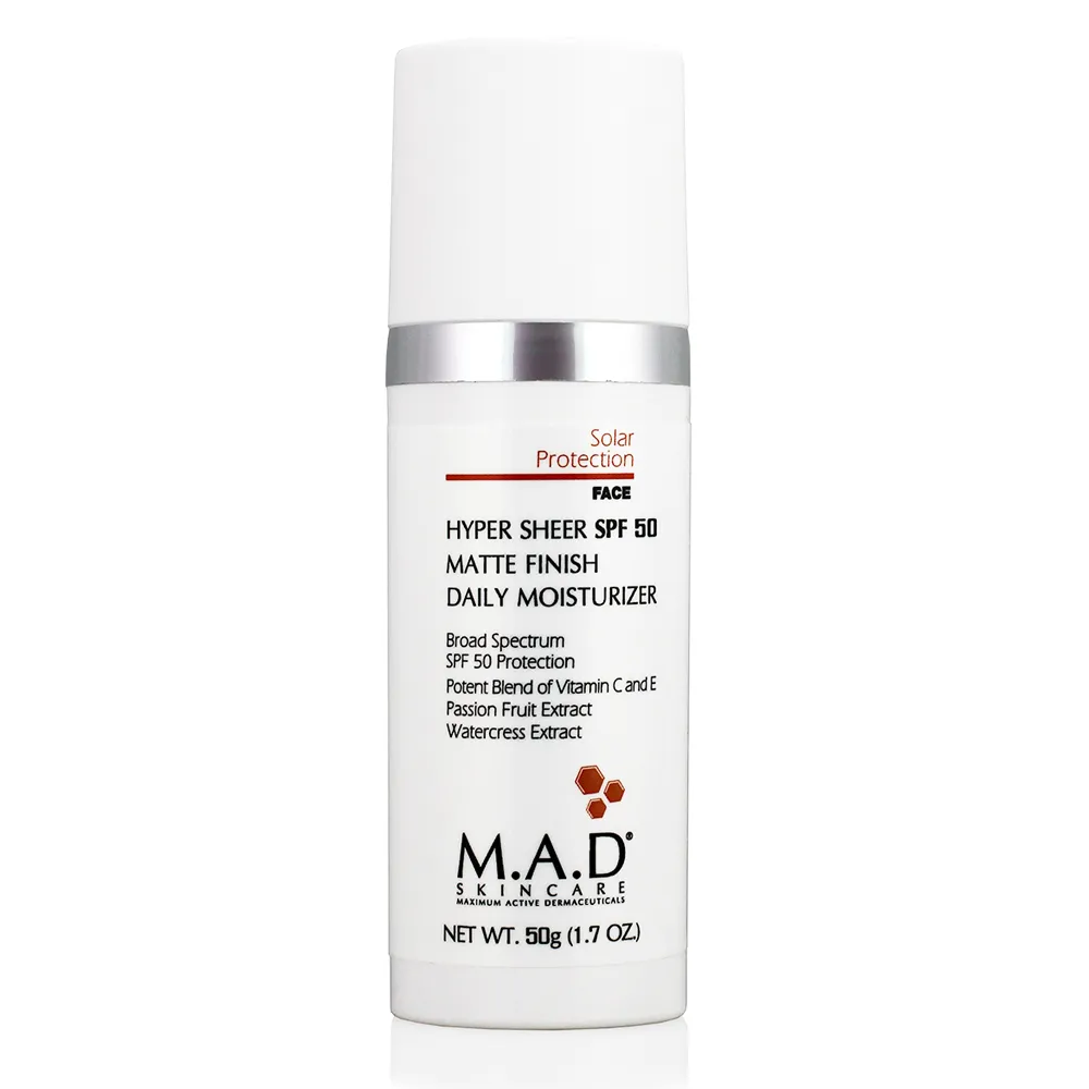 Крем матирующий под макияж с защитой SPF 50 M.A.D Hyper Sheer SPF 50 Matte Finish Daily Moisturizer