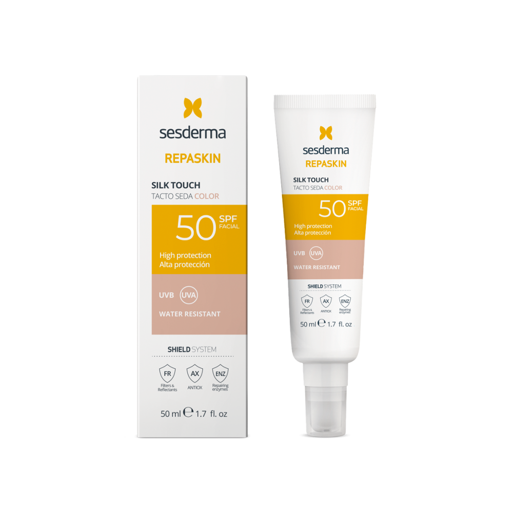 Средство СЗФ 50 с нежностью шелка с тоном REPASKIN SILK TOUCH COLOUR Facial sunscreen SPF 50