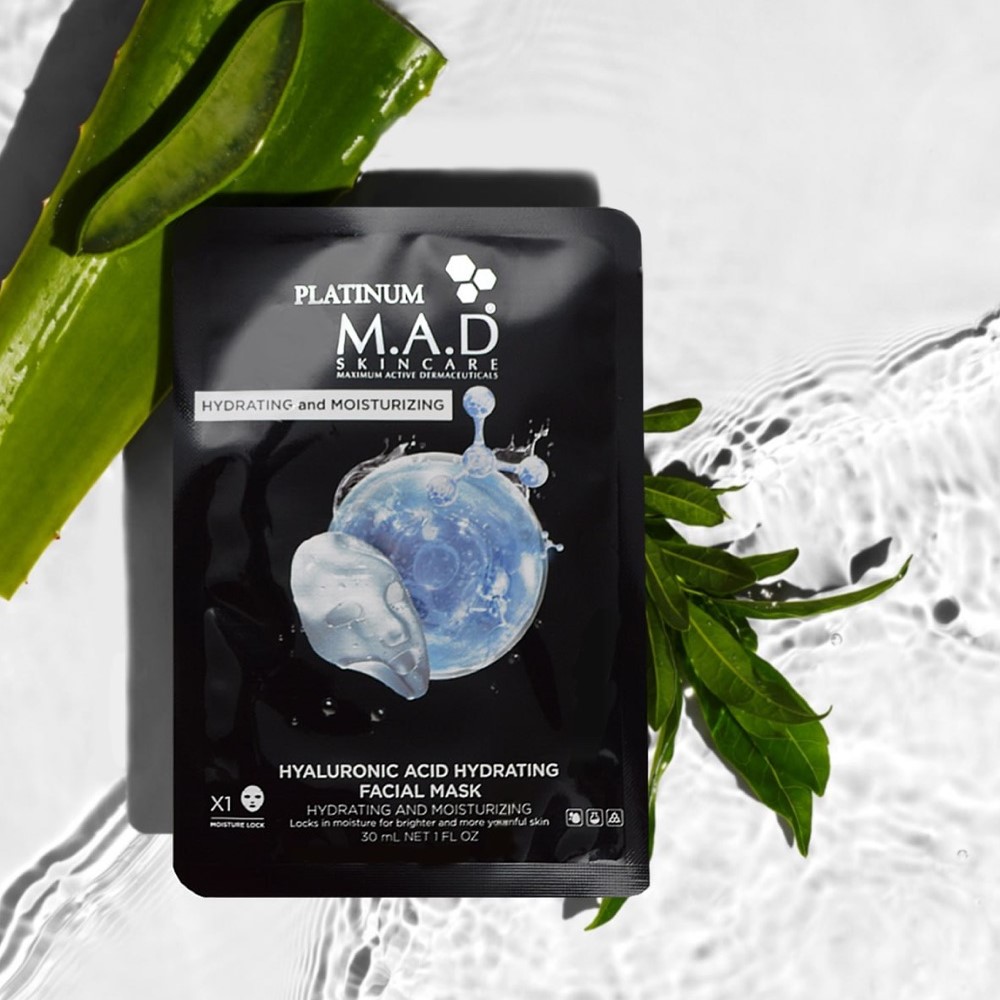 Восстанавливающая маска-саше «Платинум» M.A.D Platinum Hyaluronic Acid Hydrating Facial Mask 5 шт