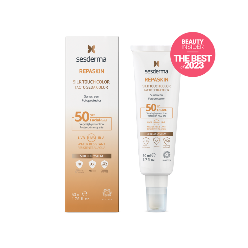 Средство СЗФ 50 с нежностью шелка с тоном Sesderm REPASKIN SILK TOUCH COLOUR Facial sunscreen SPF 50