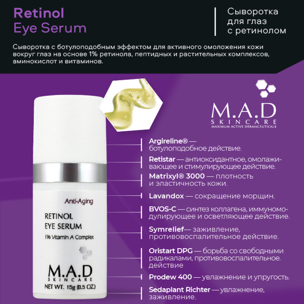 Сыворотка для глаз с ретинолом M.A.D Retinol Eye Serum 15 мл